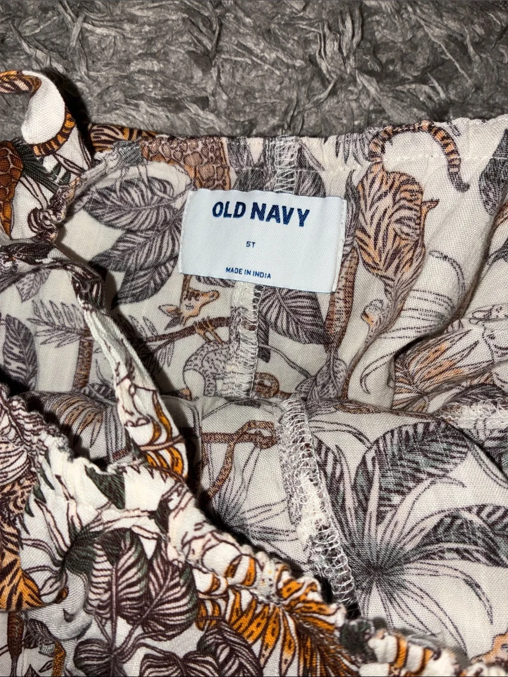 Old Navy Wide-Leg romper Jumpsuit with Brown & Black Safari Print super cute 5t